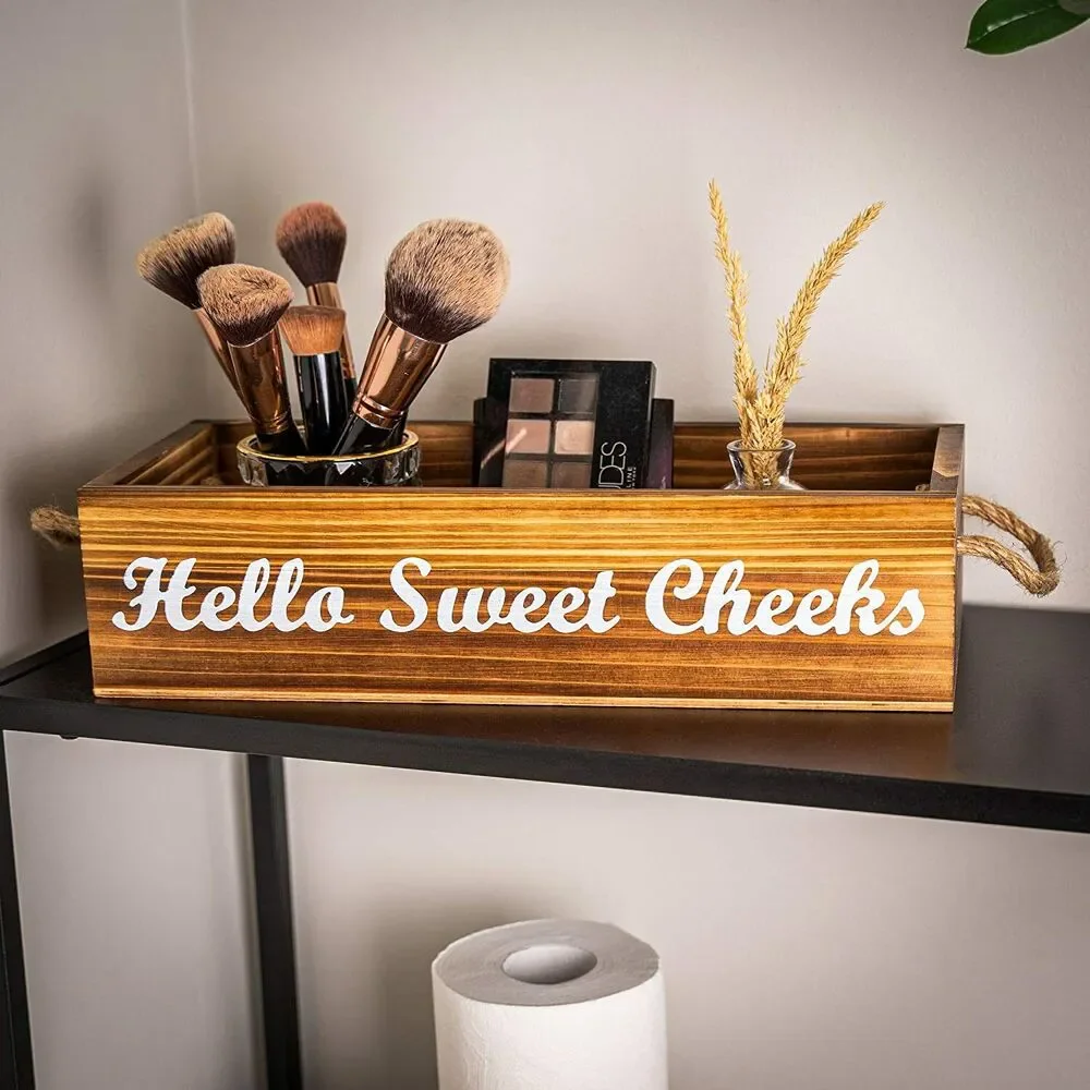 'Nice Butt' Bathroom Decor Box | Rustic Bathroom Storage Box - 2-Sided Funny